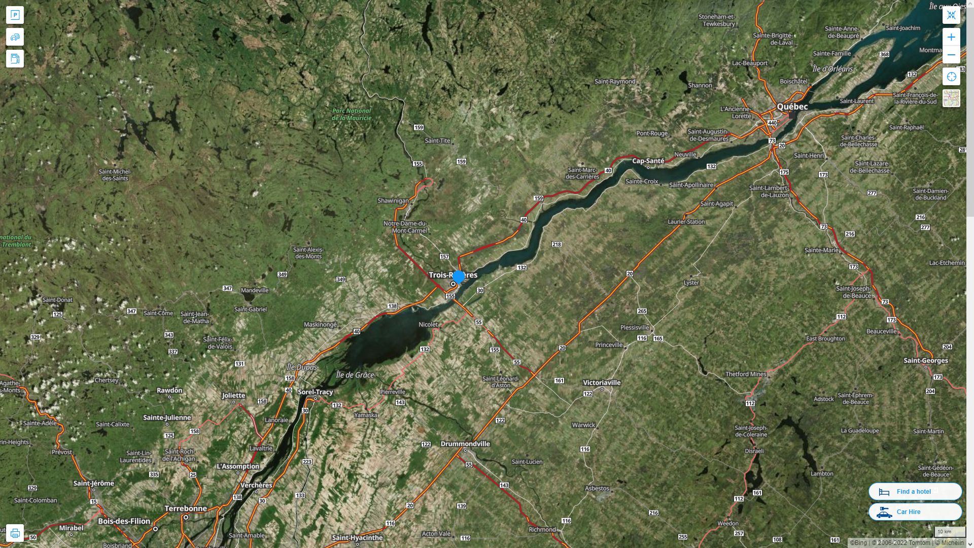 Trois Rivieres Highway and Road Map with Satellite View